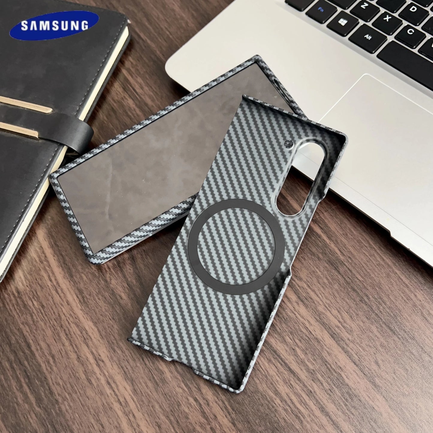 Carbon Fiber Magnetic Case For Samsung Galaxy Z Fold 6 5 4 3 For Magsafe Ultra Thin Wireless Charging Cover With Screen Film