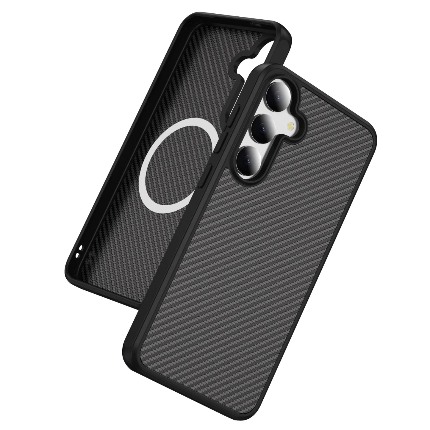 Luxury Carbon Fiber Texture Matte Magnetic Case for Samsung Galaxy S25 S24 S23 Ultra Plus for Magsafe Shockproof Hard Back Cover