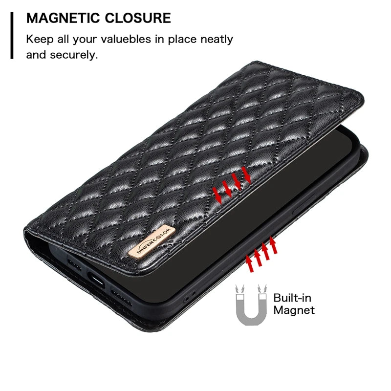 Diamond Geometric Leather Magnetic Flip Phone Case For Motorola Moto G84 G54 G14 G22 G32 G42 G62 E32 G71 G31 G41 E40 Case Cover