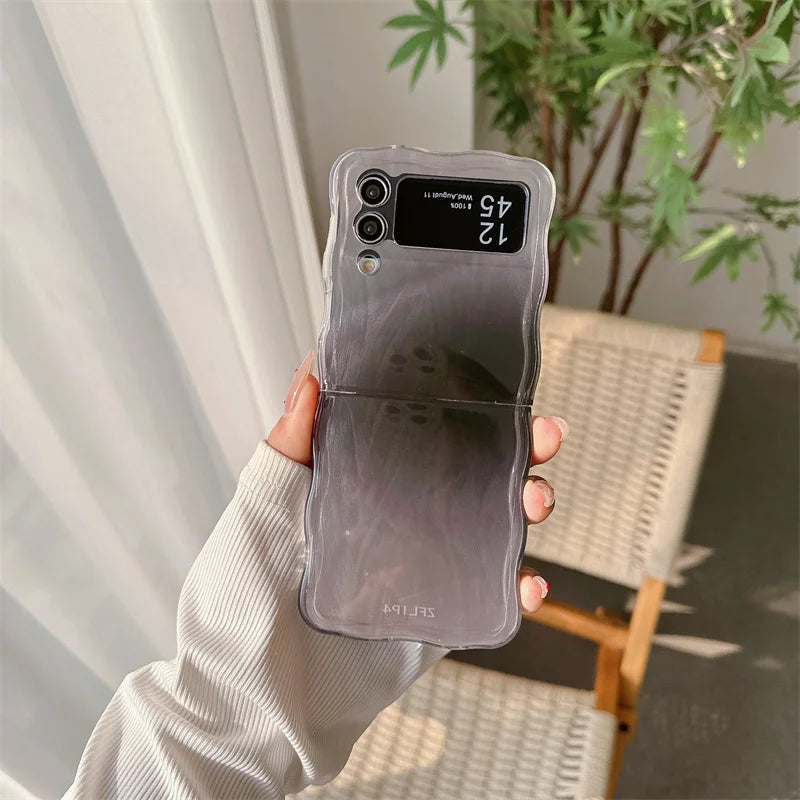 Phone Case For Samsung Galaxy Z Flip 3 4 5 Gradient Cards Wave Shockproof Cover For Samsung Z Flip3 Flip4 ZFlip5