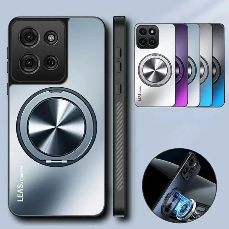 Metal Magnetic Magsafe Ring Holder Case For MOTO Edge 60 Pro S Stylus Fusion 50 Ultra NEO G85/75/35/15/05 Protective Back Cover