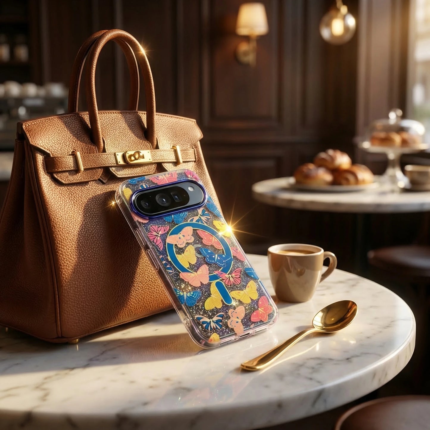 For Google Pixel 10ProXL 9ProXL 9/10Pro 10A 9A Magnetic Phone Case Gradient Blue Light Colorful Butterfly Glitter IMD Anti-Fall.