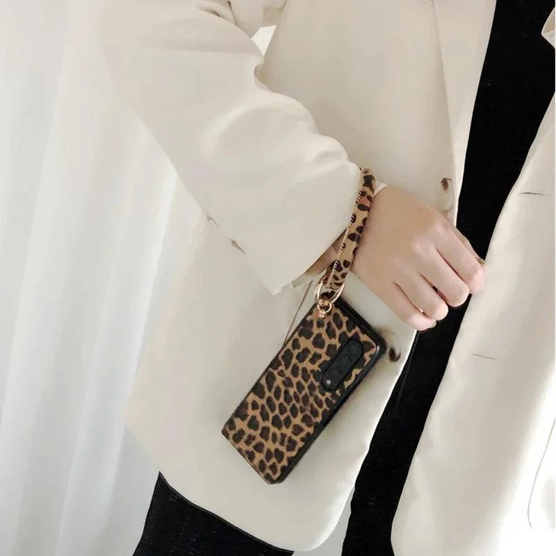 For Samsung Galaxy Z Fold 6 5 4 3 2 5G Fold5 Portable Bangle Big Hand Ring Cover Leopard PU Leather Hard Case Cover