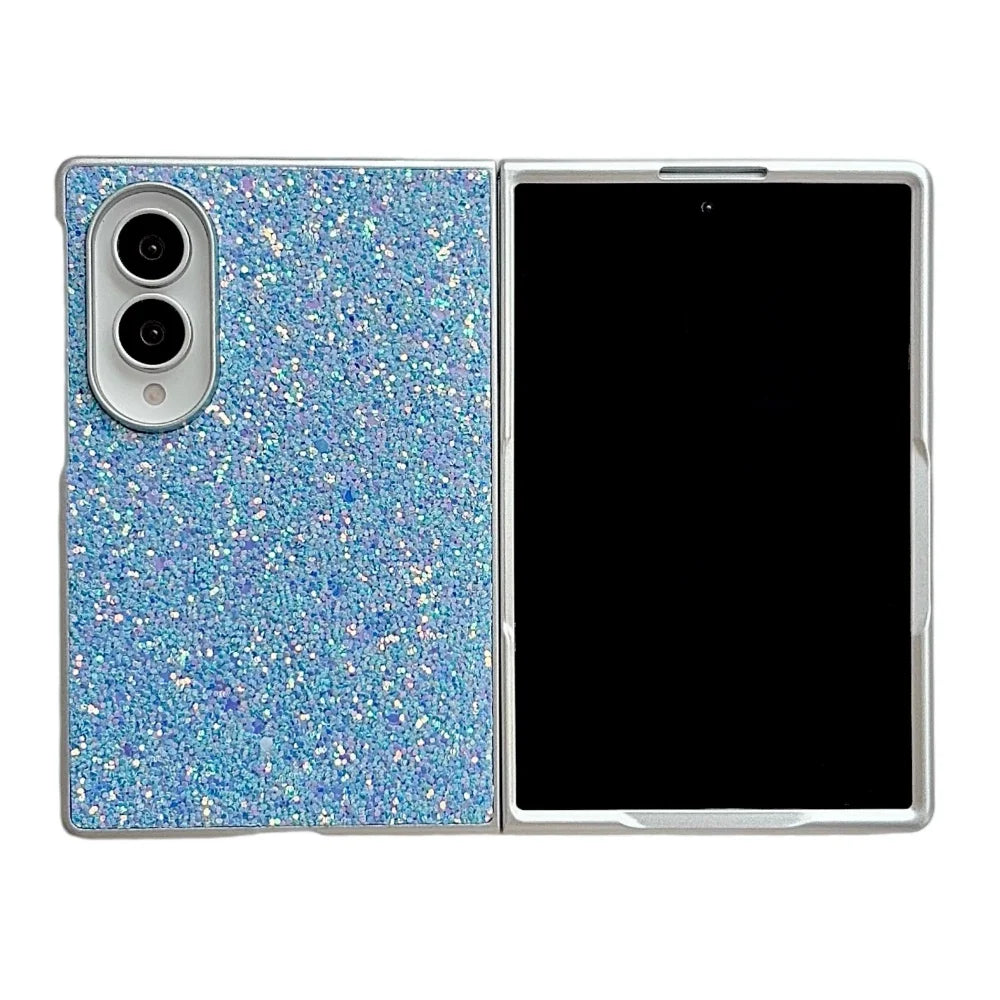 Luxury Phantom Glitter Sequin Phone Case for Samsung Galaxy Z Fold 8 Women's Fashion Simple Plated Frame Foldable Shockproof Set