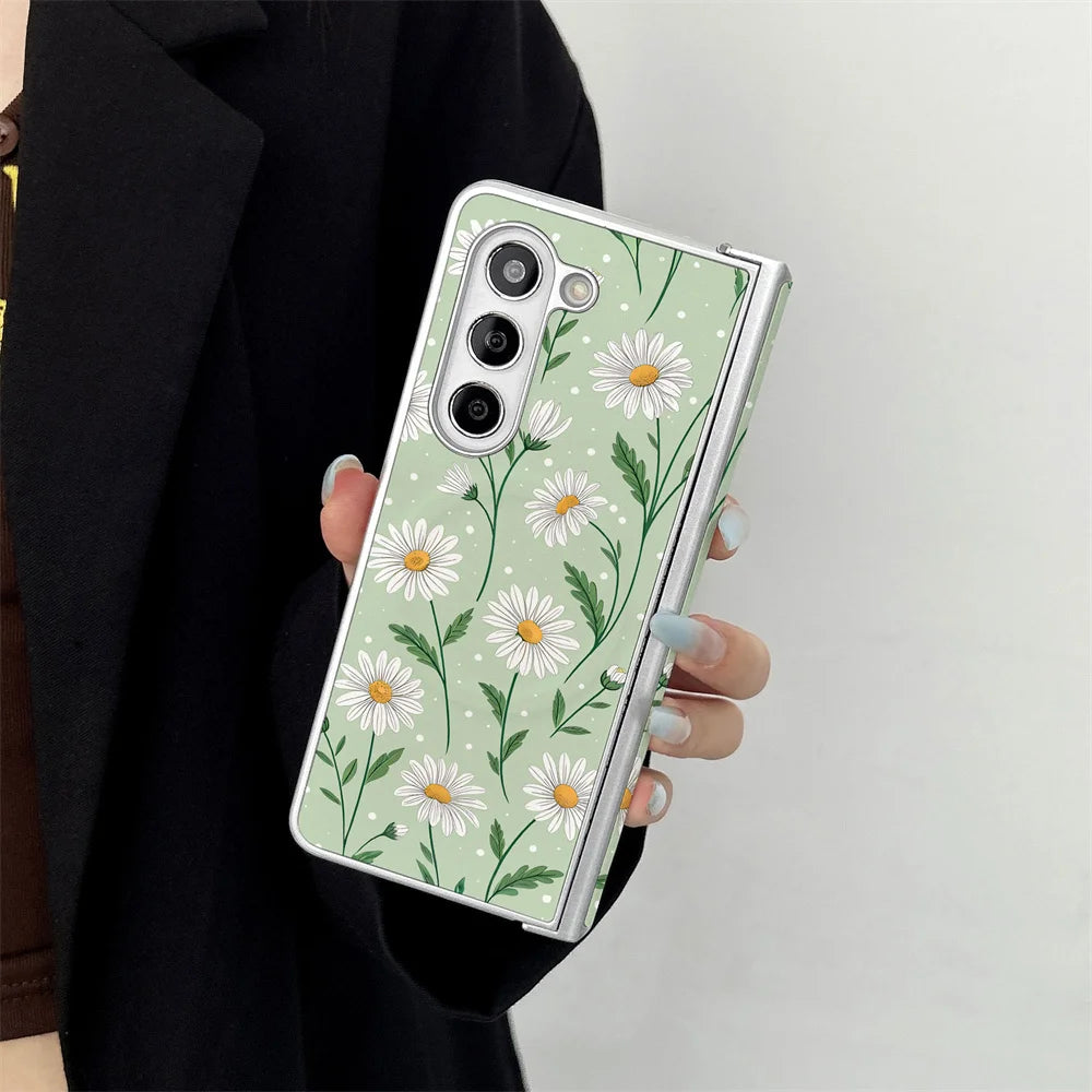 Spring chrysanthemum suitable for Samsung Galaxy Z Fold 7/6/5/4 Fold 5 Fold 6 Fold 4 W26 all inclusive Fro magnetic protective c