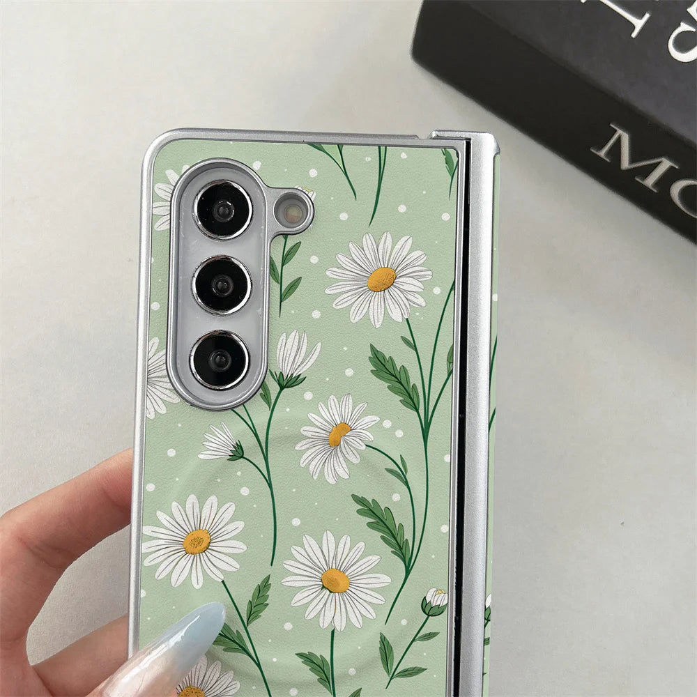 Spring chrysanthemum suitable for Samsung Galaxy Z Fold 7/6/5/4 Fold 5 Fold 6 Fold 4 W26 all inclusive Fro magnetic protective c