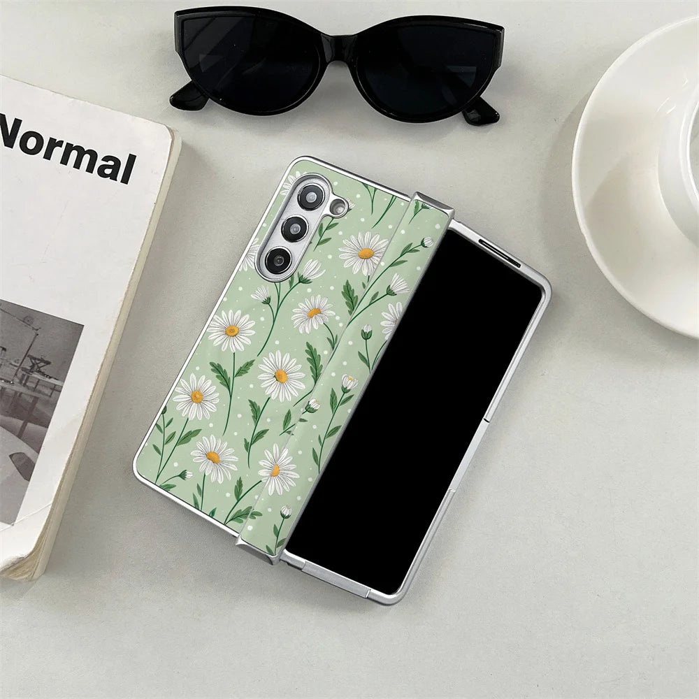Spring chrysanthemum suitable for Samsung Galaxy Z Fold 7/6/5/4 Fold 5 Fold 6 Fold 4 W26 all inclusive Fro magnetic protective c
