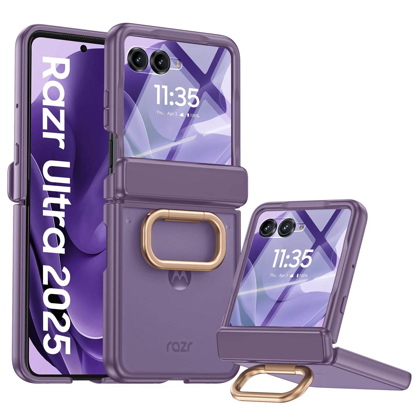 With Ring Holder,Screen Protector All-Inclusive Soft Cover Shockproof Wireless Charging for Motorola Razr 2025/2024-Blue