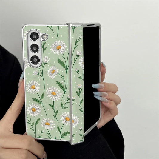 Spring chrysanthemum suitable for Samsung Galaxy Z Fold 7/6/5/4 Fold 5 Fold 6 Fold 4 W26 all inclusive Fro magnetic protective c
