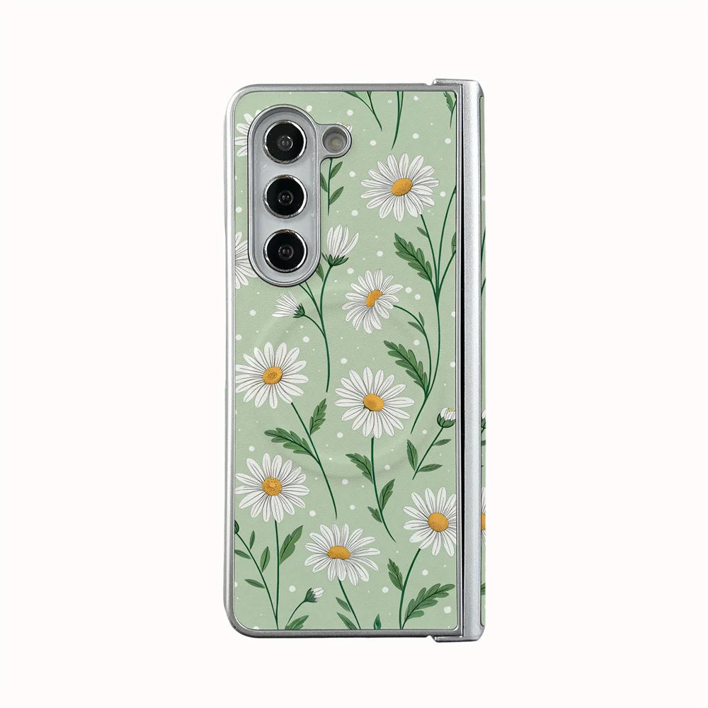 Spring chrysanthemum suitable for Samsung Galaxy Z Fold 7/6/5/4 Fold 5 Fold 6 Fold 4 W26 all inclusive Fro magnetic protective c
