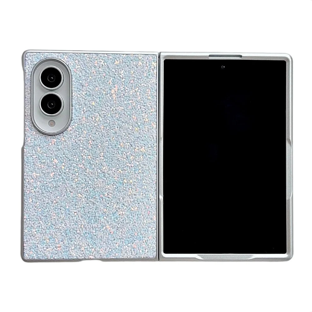 Luxury Phantom Glitter Sequin Phone Case for Samsung Galaxy Z Fold 8 Women's Fashion Simple Plated Frame Foldable Shockproof Set