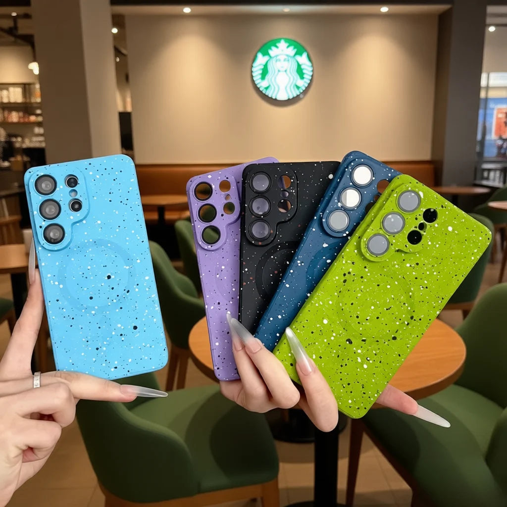 Glitter Ink Splashing Graffiti Magnetic Case for Samsung Galaxy S26 Ultra S25 S24 S23 S22 S21 Plus A55 A36 A17 TPU Soft Cover