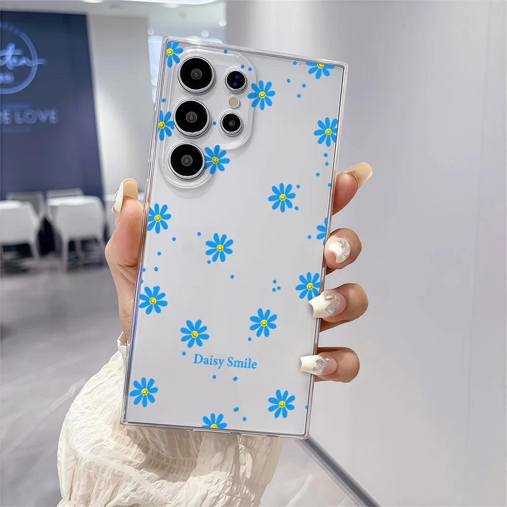For Samsung Galaxy S26 S25 S24 S23 S22 S21 S20 Note 20 Ultra 9 8 10 S8 S9 S10 Plus Case Daisy Smile Printed Clear Soft TPU Cover