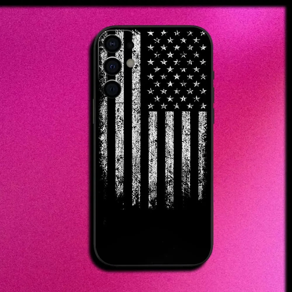 America USA Flag Phone Case For Samsung S25,S24,S21,S22,S23,S30,Ultra,S20,Plus,Fe,Lite,Note,10,9,5G Black Cover