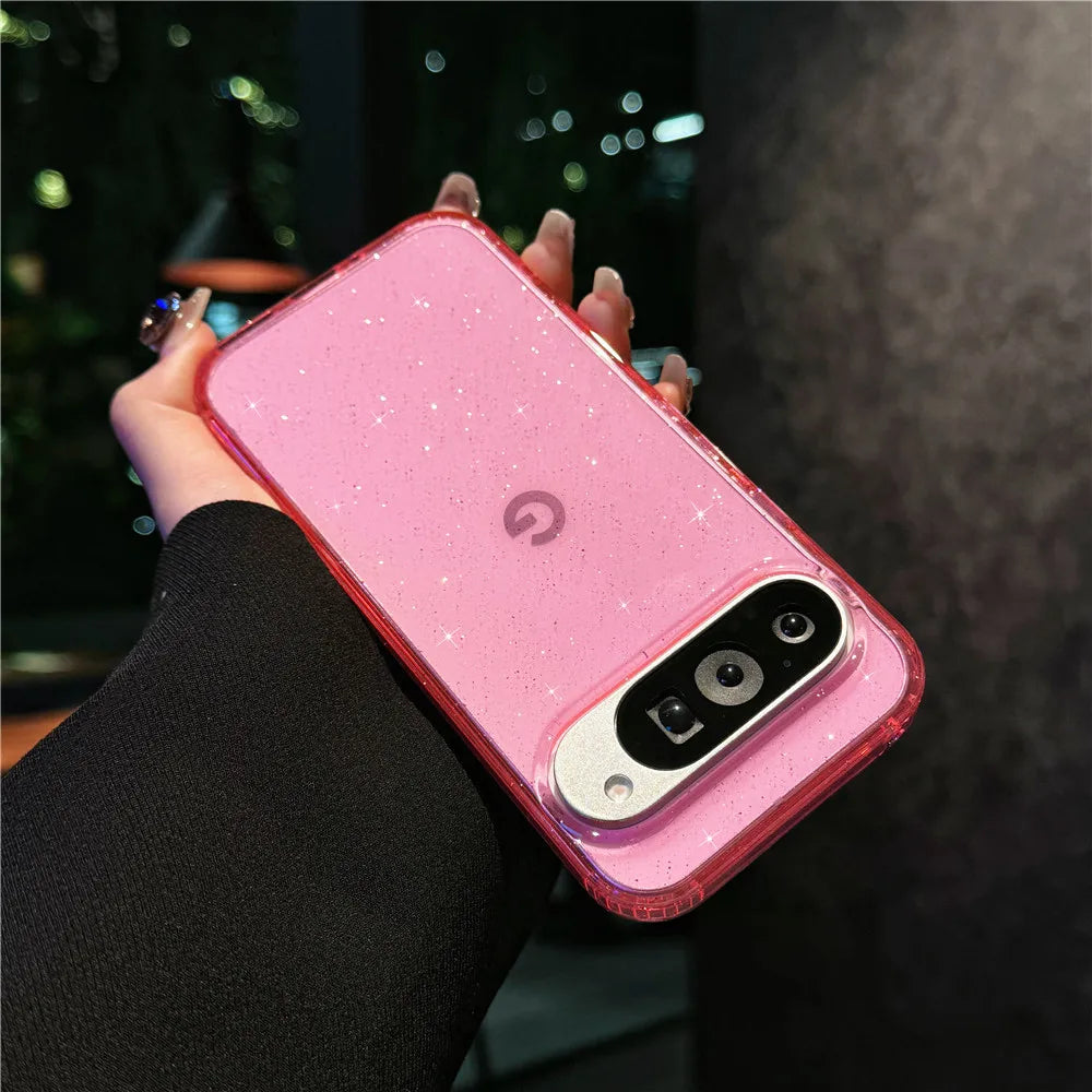 Luxury Bling Shining Glitter Clear Candy Case For Google Pixel 9 Pro XL 9 8 A Starry Sky Transparent Shockproof  Ins Shell Cover