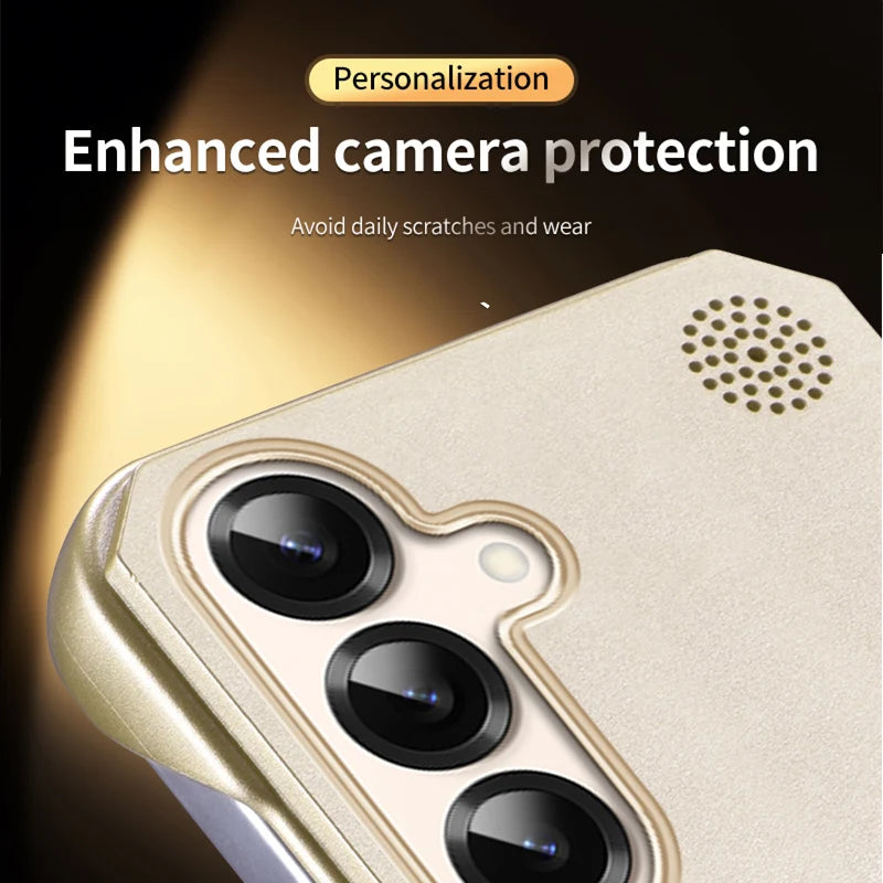 For Magsafe Magnetic Solid Color Leather Not Border Bracket Aromatherapy Phone Case For Samsung S25 Ultra S23 S22 S24 Ultra Plus