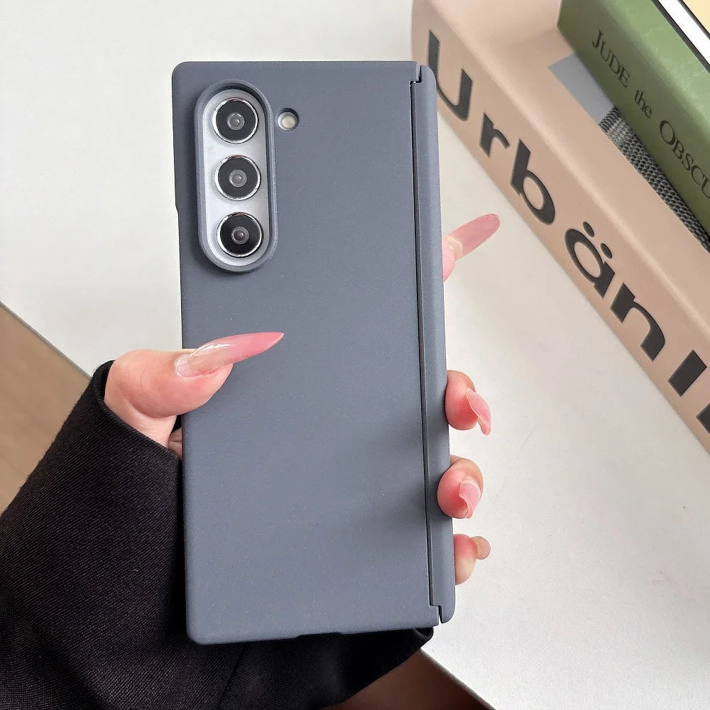 Solid Color Hinge Protection Phone Case  For Samsung Galaxy Z Fold 7 6 5 4 2pc-Set Skin Feel Matte PC Shockproof Folding Cover