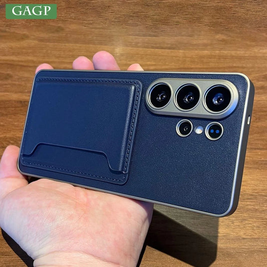 Luxury Leather Flip Wallet Card Package Holder For Magsafe Phone Case for Samsung Galaxy S26 Ultra All-inclusive Hard Back Cover