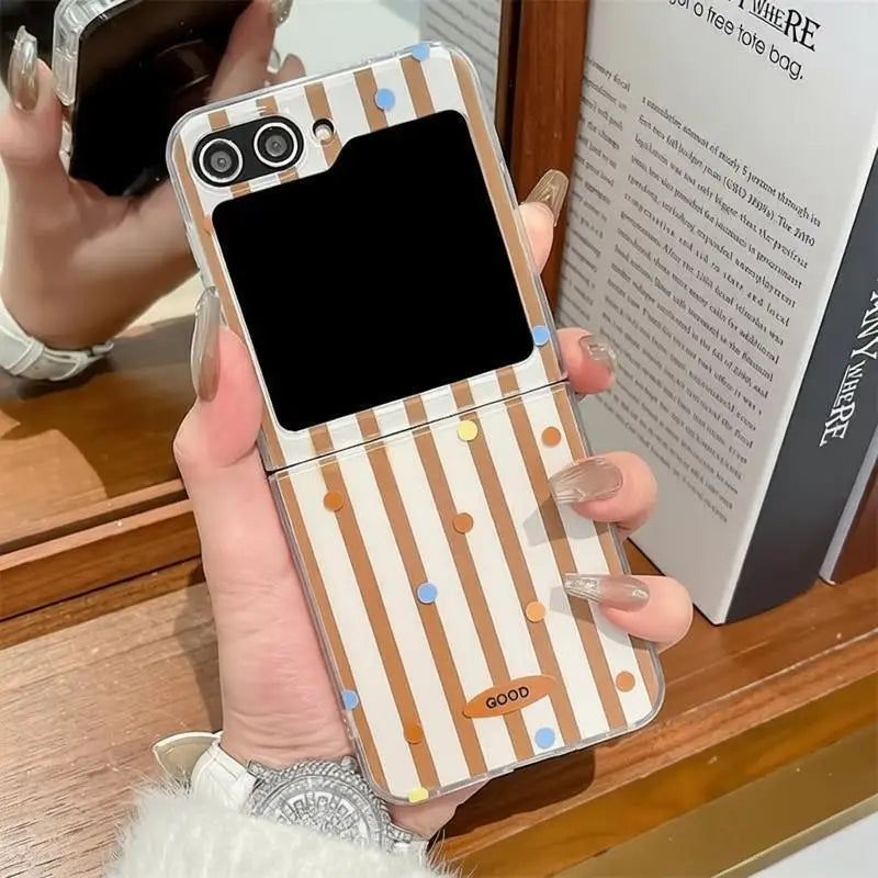Simple Stripes Polka Dot Phone Case For Samsung Galaxy Z Flip 6 ZFlip5 Shockproof Cover for Samsung ZFlip 4 3 7 Shell Fundas