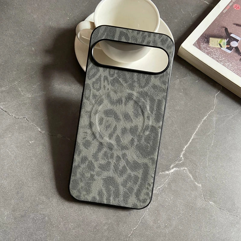 Magnetic Leather Case for Google Pixel 9A 10 9 8 7 6 Pro XL 8A 7A 6A Cover Leopard Floral Shockproof Mag-safe PU Shell Fundas