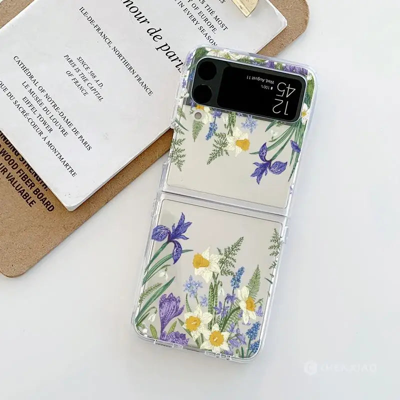 Oil Painting Retro Flower Clear Case For Motorola Razr 60 50 40 Ultra 2022 Razr60 Razr50 Ultra Hard Phone Cover New Design Funda