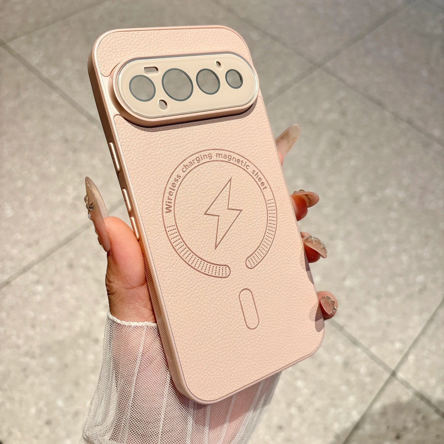Original Embossed Lightning Leather Magnetic Phone Case For Google Pixel 8 9 10 11 Pro XL 10A 9A 8A For Magsafe Shockproof Cover