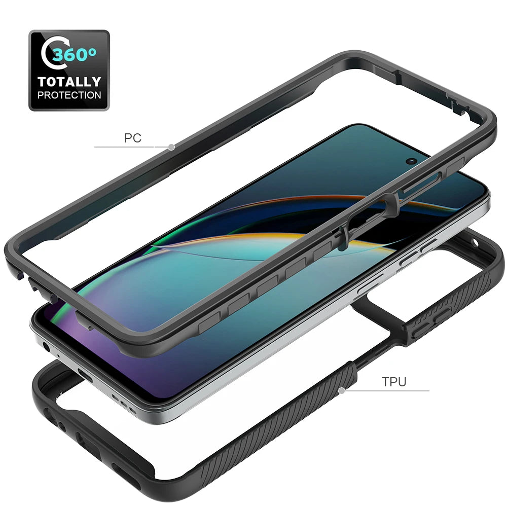 Hybrid Rugged Case For Motorola Moto G 5G 2024 2023 2022 Funda Capa Transparent TPU/PC Phone Cover Bumper Frame + Clear Shell