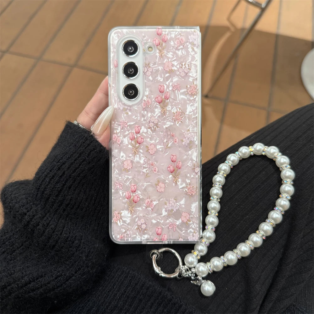 for Samsung Galaxy Z Fold 7 5G Hard PC Phone Case Floral Shell for Z Fold 7 6 5 4 3 Drop-Proof Protective Cover