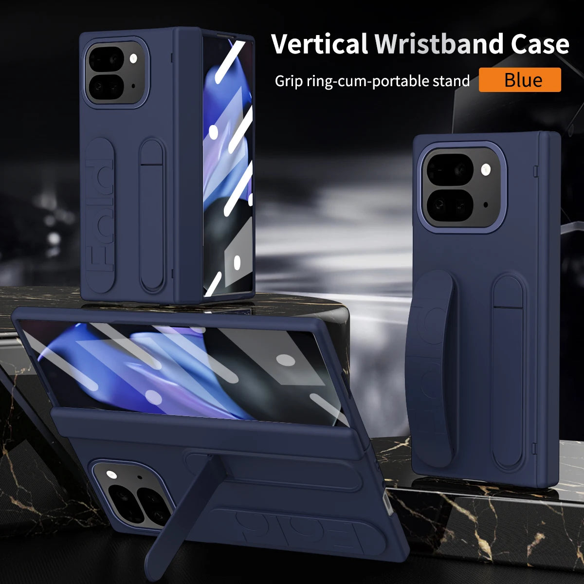 For Google Pixel 9 Pro Fold Swivel 180° Folding Wristband * Stand * Hinge 3-in-1 Full Lens Protection Drop Resistant Phone Case