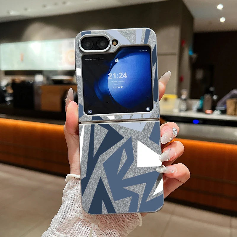 Geometric Pattern Phone Case For Samsung Z Flip7 FE Flip6 Flip5 Flip4 Folding Soft TPU Cover For Samsung Galaxy Z Flip 7 6 5 4 3