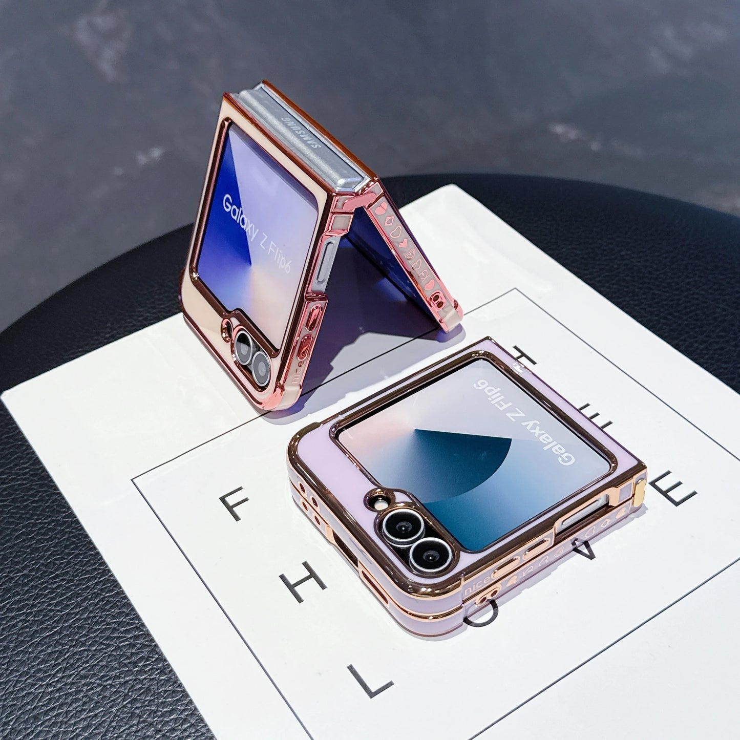 For Samsung Galaxy Z Flip 7 FE 6 5 Love Heart Pattern Fold Phone Case Luxury Electroplated Shockproof Soft Cover