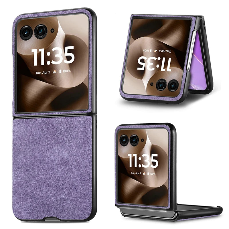 Case For Motorola Razr 60 Ultra 2025 50 Ultra 40 Ultra Razr Plus 2024 Retro PU Leather Hard Shockproof Mobile Phone Case Cover