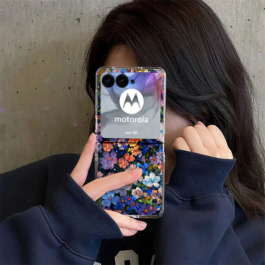 Full Screen Flowers Retro Phone Case for Motorola Razr 50 ultra Razr 60 40 ultra Razr 2023 Razr Plus 2024 2025 Shockproof Cover