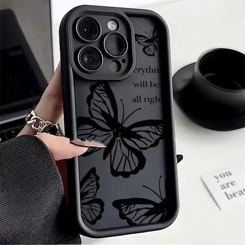 Black Butterfly Case for Motorola Moto Edge 40 Neo 50 Pro 50 Fusion 5G G84 G14 G04 G32 G35 G52 G30 G60S G53 G22 E13 E14 Casing