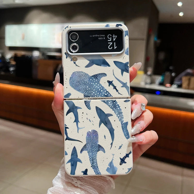 Sea Turtle Whale Phone Case For Samsung Z Flip7 Flip6 Flip5 Shockproof Folding TPU Soft Cover For Samsung Galaxy Z Flip 7 6 4 3