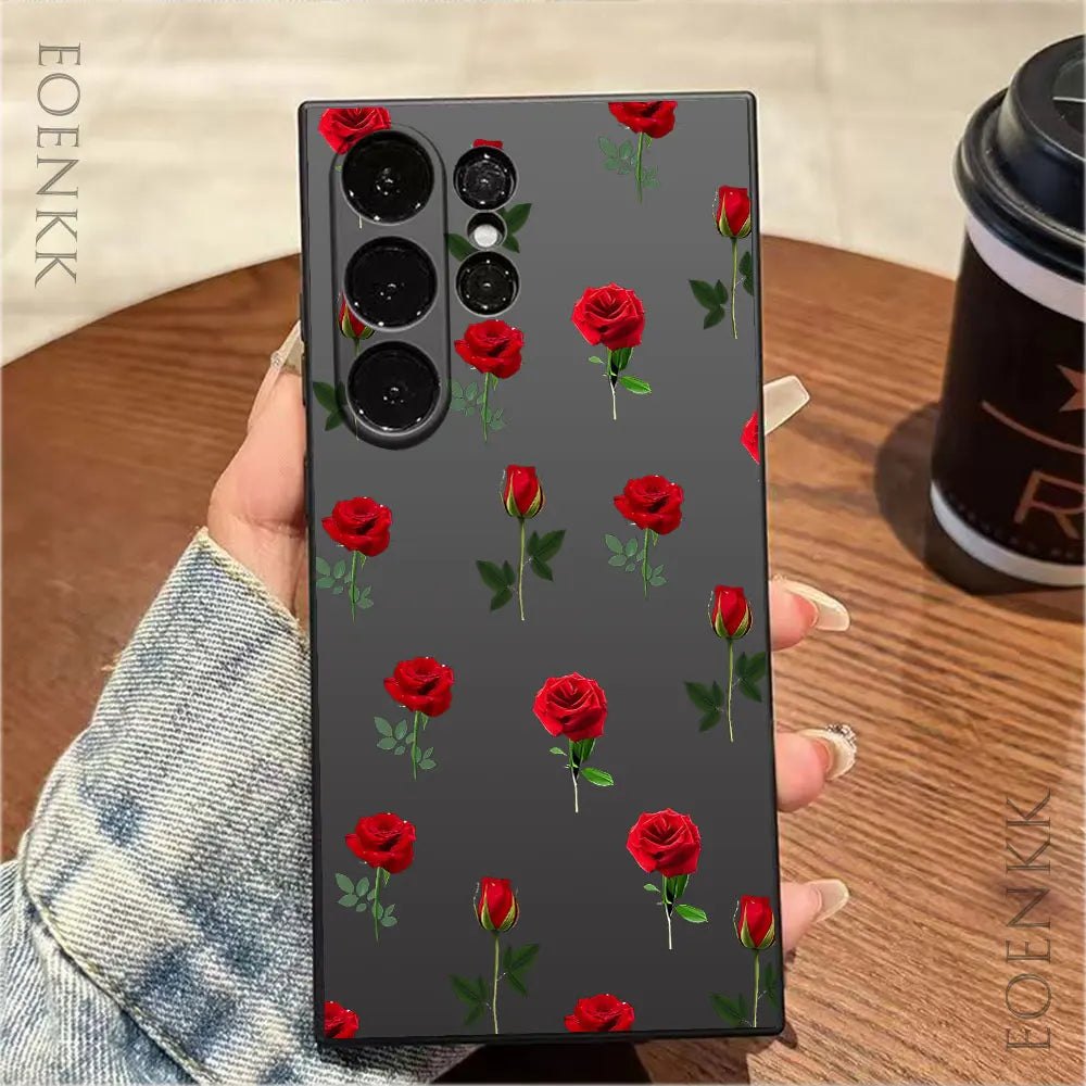 New Retro Fashion Rose Phone Case For Samsung Galaxy A25 A32 A33 A72 A73 Note 10 20 Plus S25 S24 S23 S22 S21 Ultra FE 5G Cover
