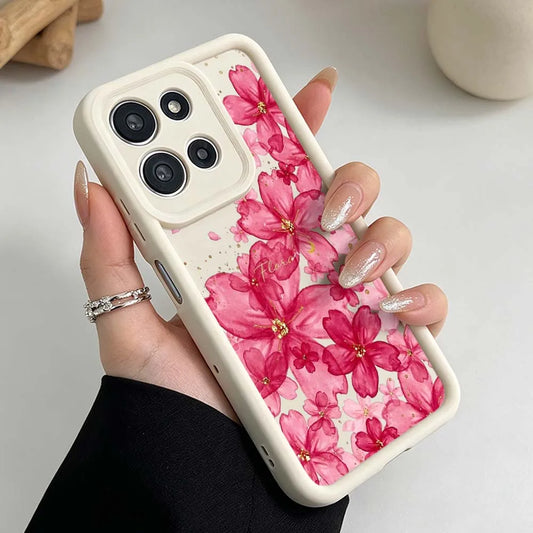 Beautiful Floral Pattern Cover For Motorola Moto G86 G85 G75 G56 G35 G24 G06 Edge 70 60 50 Fusion Eye Ladder Phone Case