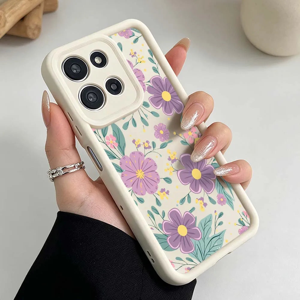 Exquisite Floral Pattern Cover For Motorola Moto G86 G85 G75 G56 G35 G24 G06 Edge 70 60 50 Fusion Eye Ladder Phone Case