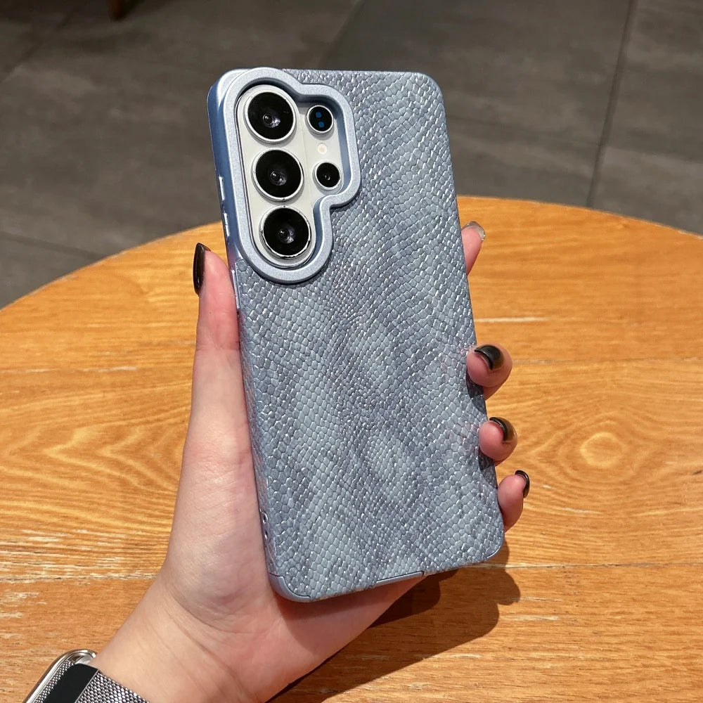 Luxury for Magsafe Inside Magnetic Case for Samsung Galaxy S26 Ultra S23 S22 S25 S24 Ultra Plus S26Ultra Snake Pattern Cover