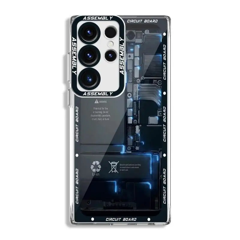 Circuit Board Pattern Case for Samsung Galaxy S24 Ultra S20 FE S21 S22 Plus S23 Ultra 5G S23 FE Transparent Clear Soft Silicone