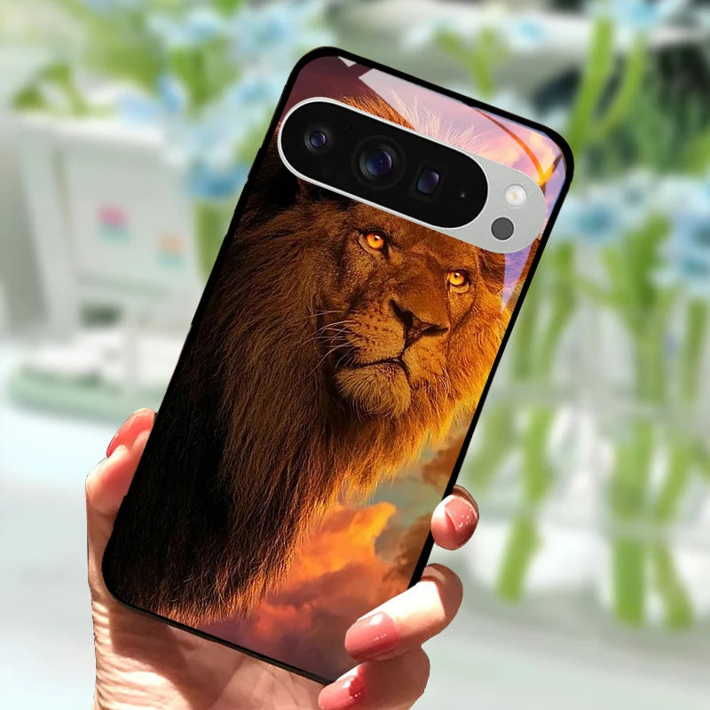 Fashion Glass Case For Google Pixel 9 Pro XL Tempered Glass  Black Phone Cover For Google Pixel 9a Pixel9 Funda Protector Cases