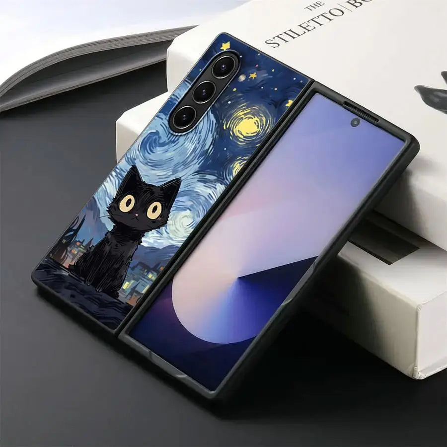 Case for Samsung Galaxy ZFold6 ZFold4 ZFold5 ZFold7 Z Fold 7 6 5 4 3 ZFold3 Back Phone Cover Super Cute Kitten