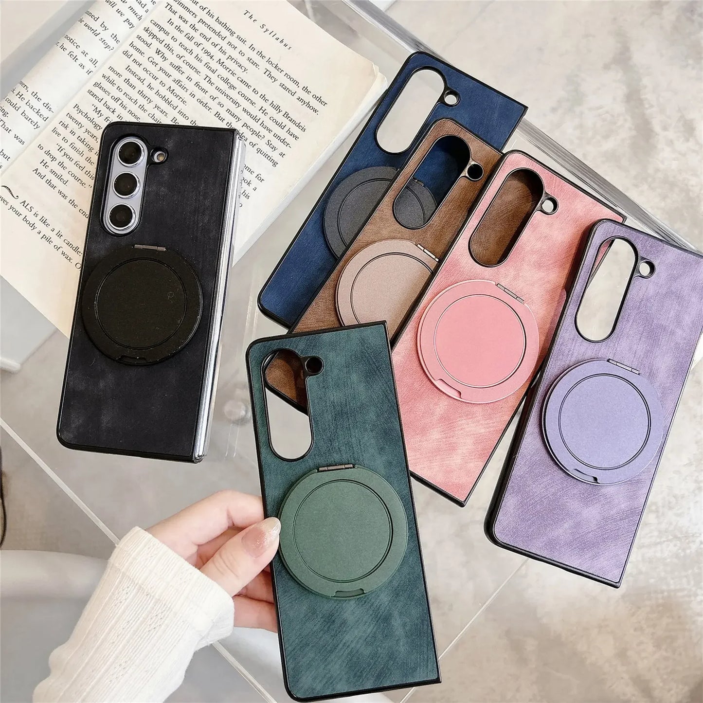 360° Rotating Invisible Kickstand Magnetic Cover Phone Case for Samsung Galaxy Z Fold 7 6 5 4 3 Fold7 Fold6 Fold5 Fold4 Fold3 5G