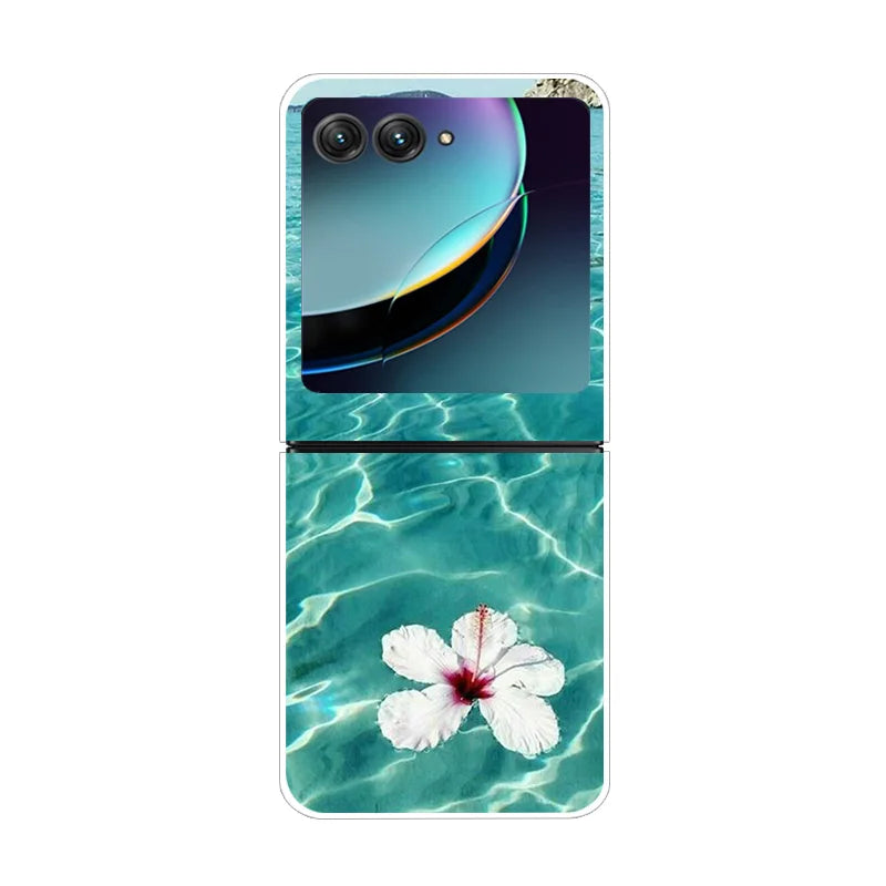 For Motorola Razr 40 Ultra Phone Case Flower Painted Clear Plastic PC Hard Back Cover For Moto Razr 40 Ultra Case 40Ultra 6.9"