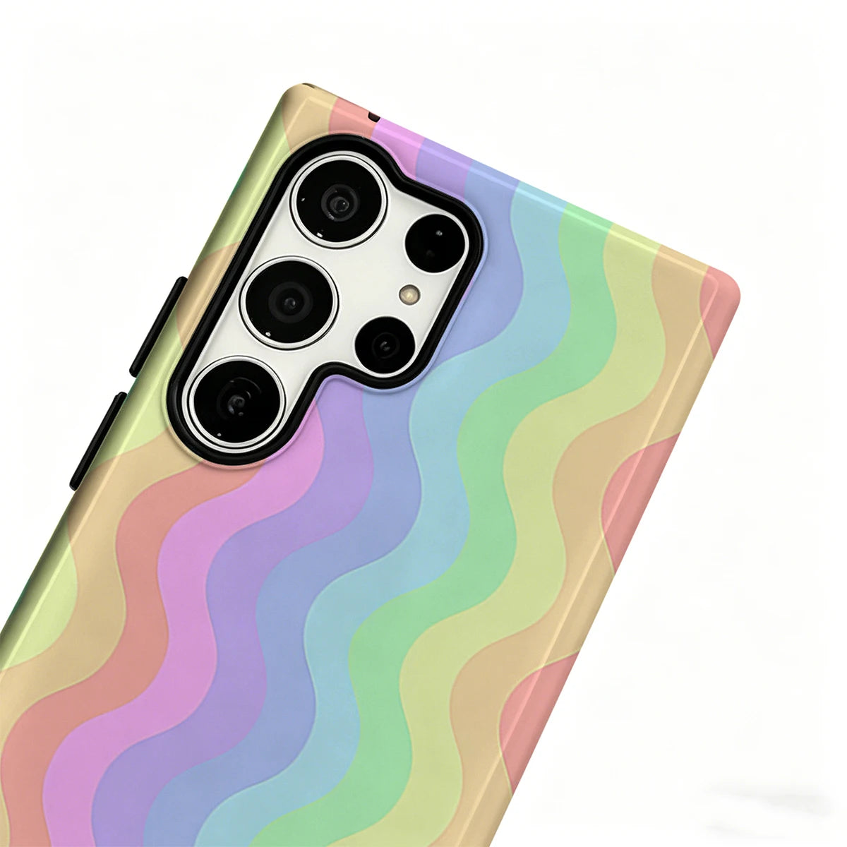 Rainbow Wave Stripe Phone Case for Samsung Galaxy S26 S25 Ultra S24 S23 Ultra Plus Glossy Double-layer Back Cover