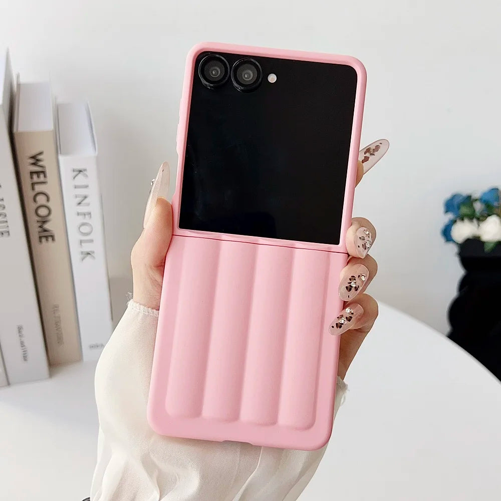 Super Thin Skin Feel Pillar Phone Case For Samsung Galaxy Z Flip7 6 Flip5 Flip4 Flip3 Solid Color Shockproof Protective Cover