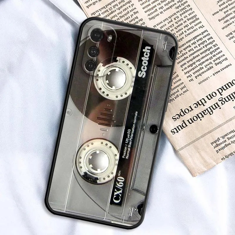 Creative cassette design For Motorola G85 Edge 50 G24 G35 G14 G04 40 G72 G34 G31 G Stylus G54 G13 G32 5G Black Phone Case