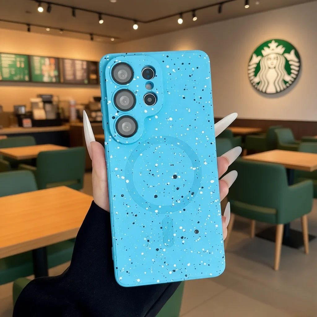Glitter Ink Splashing Graffiti Magnetic Case for Samsung Galaxy S26 Ultra S25 S24 S23 S22 S21 Plus A55 A36 A17 TPU Soft Cover
