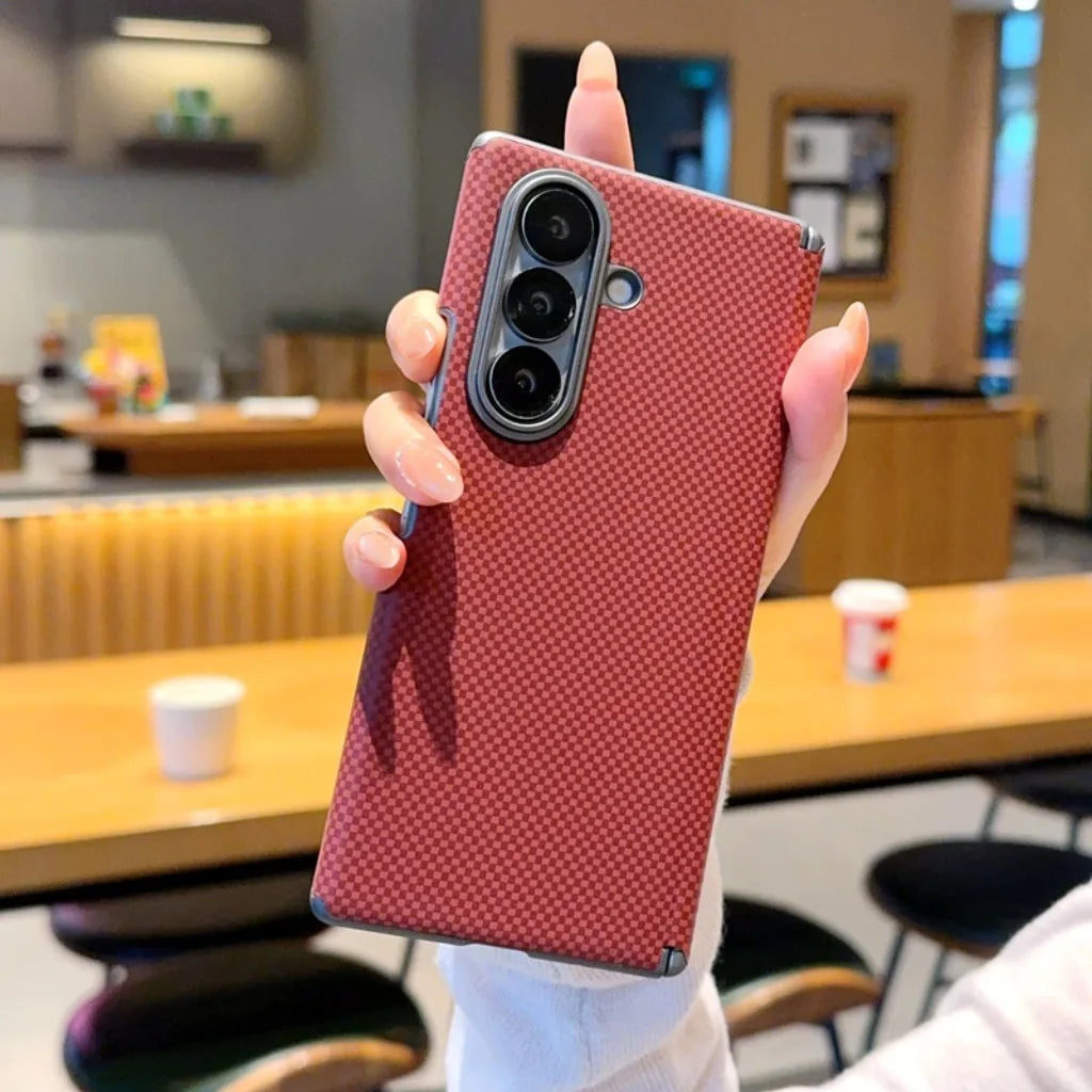 Carbon Fiber Texture Hinge Protection Magnetic Phone Case For Samsung Galaxy Z Fold 8 7 Fold8 Fold7 5G Electroplated Back Cover