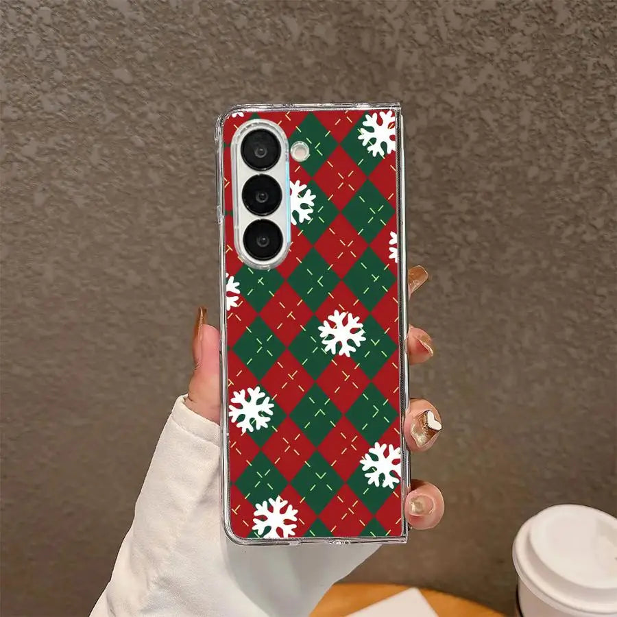 Christmas Cartoon Rabbit Transparent Soft Phone Cover Case for Samsung Galaxy ZFold5 ZFold7 ZFold4 ZFold3 ZFold6 Z Fold 7 6 5 4